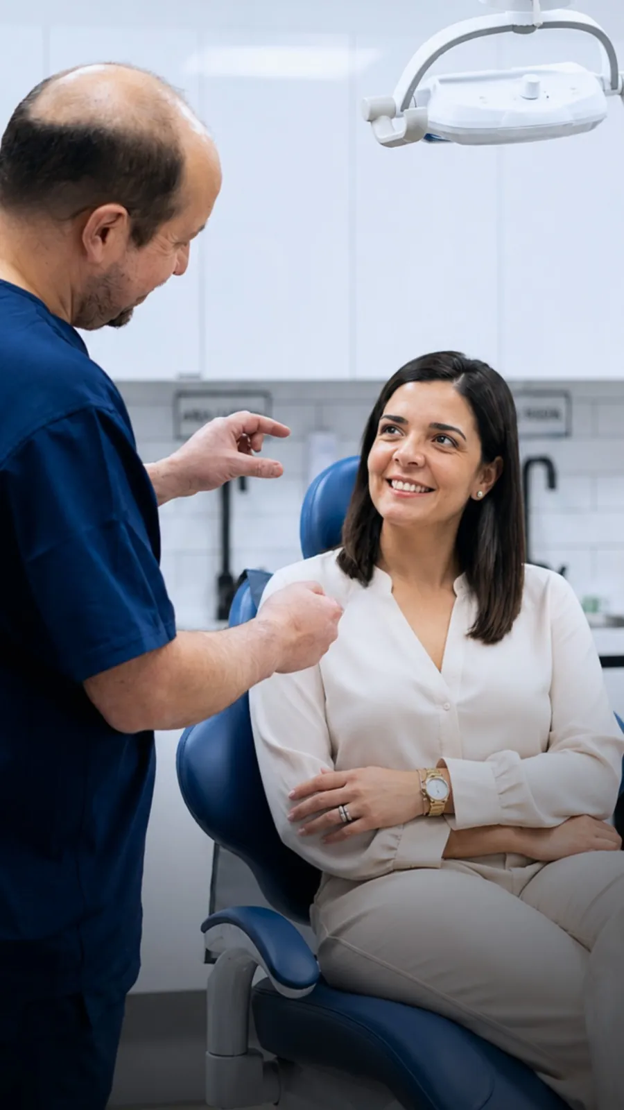 Doctor de CPH Salud atendiendo a una paciente en el box dental