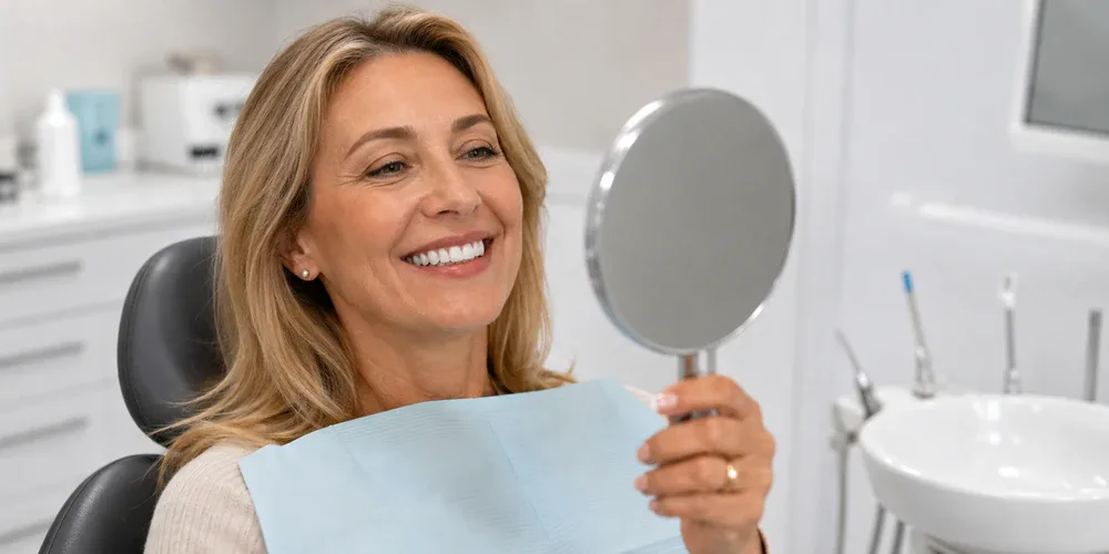 Persona sonriendo con seguridad tras un tratamiento de implantes dentales